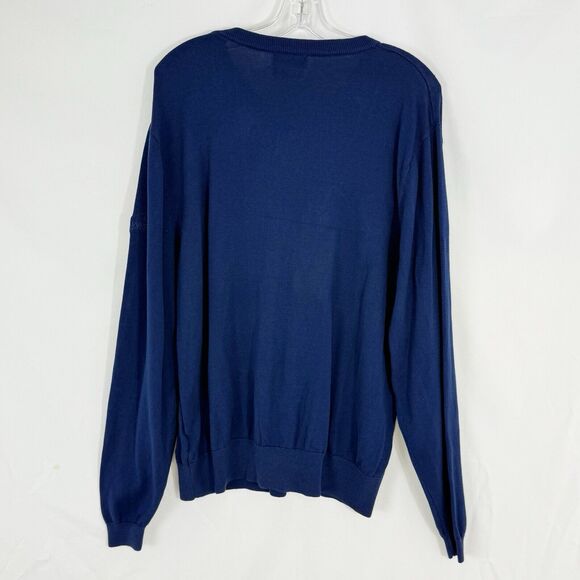 Aureus Fine Silk Blend Navy Blue Silk/Cotton V Neck Sweater XL - Picture 3 of 16